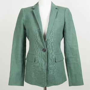 J Crew sz 2 Petite green linen blazer
